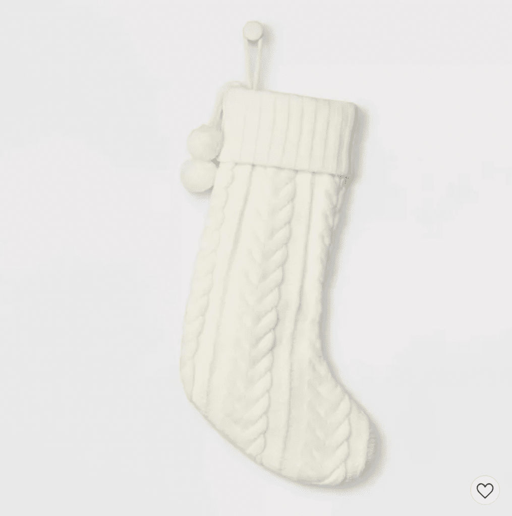 Cable Knit Christmas Stocking Ivory - Target - 15$ affordable christmas decor
