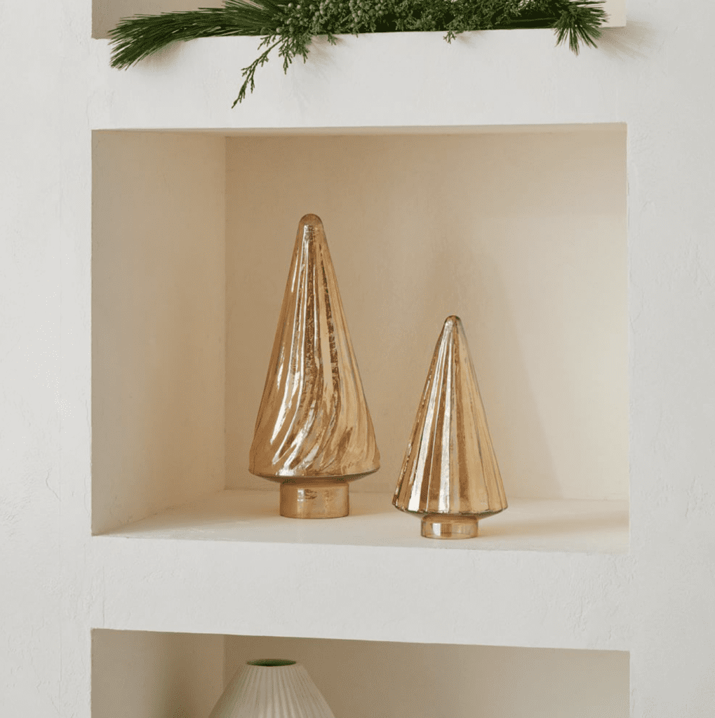 Fluted & Swirl Decorative Glass Trees - Luster Gold - West Elm - 47.50$ cute christmas decor