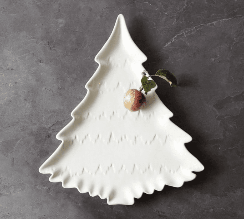 Holiday Tree Stoneware Serving Platter - Pottery Barn - 34.50$ Christmas table decorative accessories