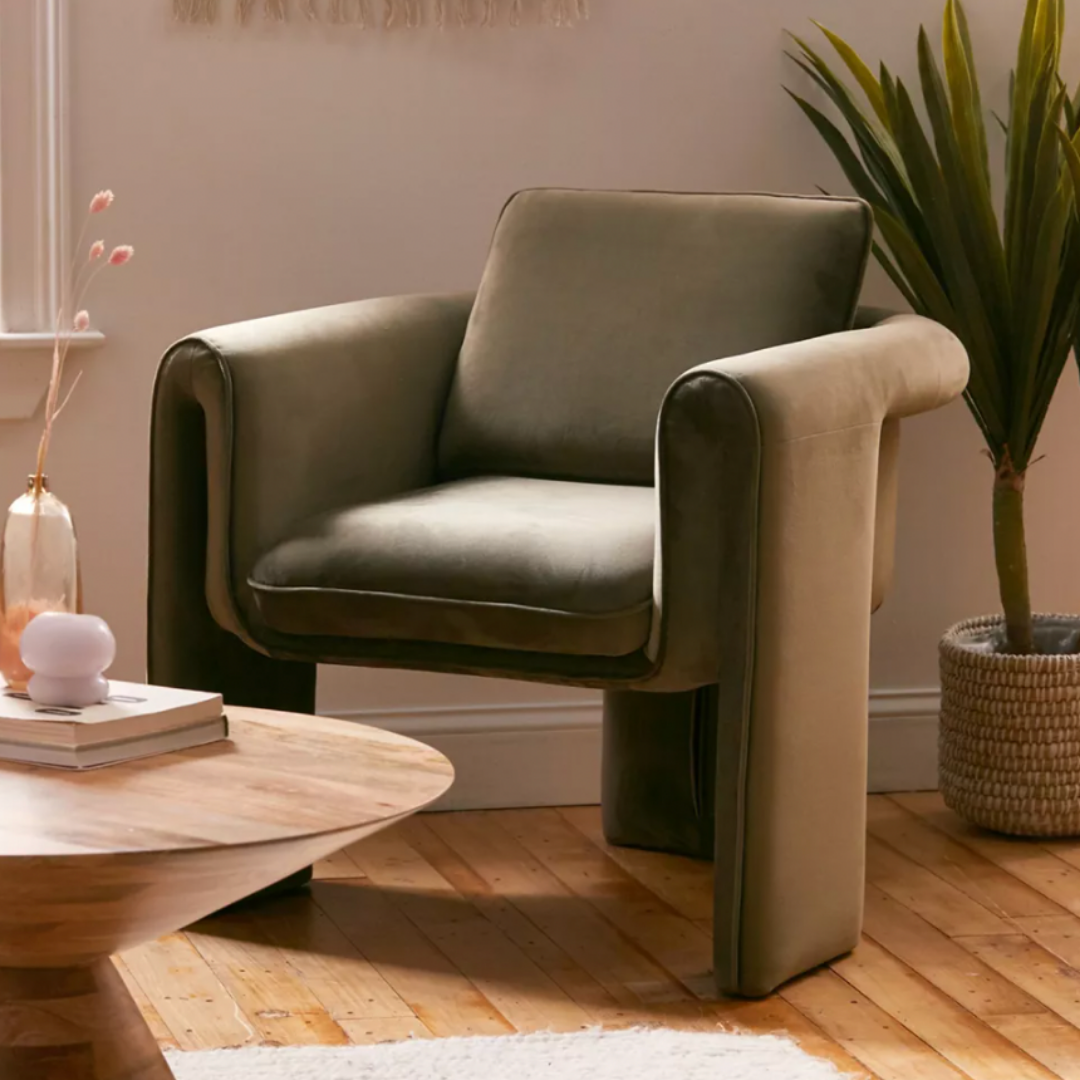 Floria Velvet Chair - Dark green - Urban Outfitters Home - 429$ brooklyn interior designer