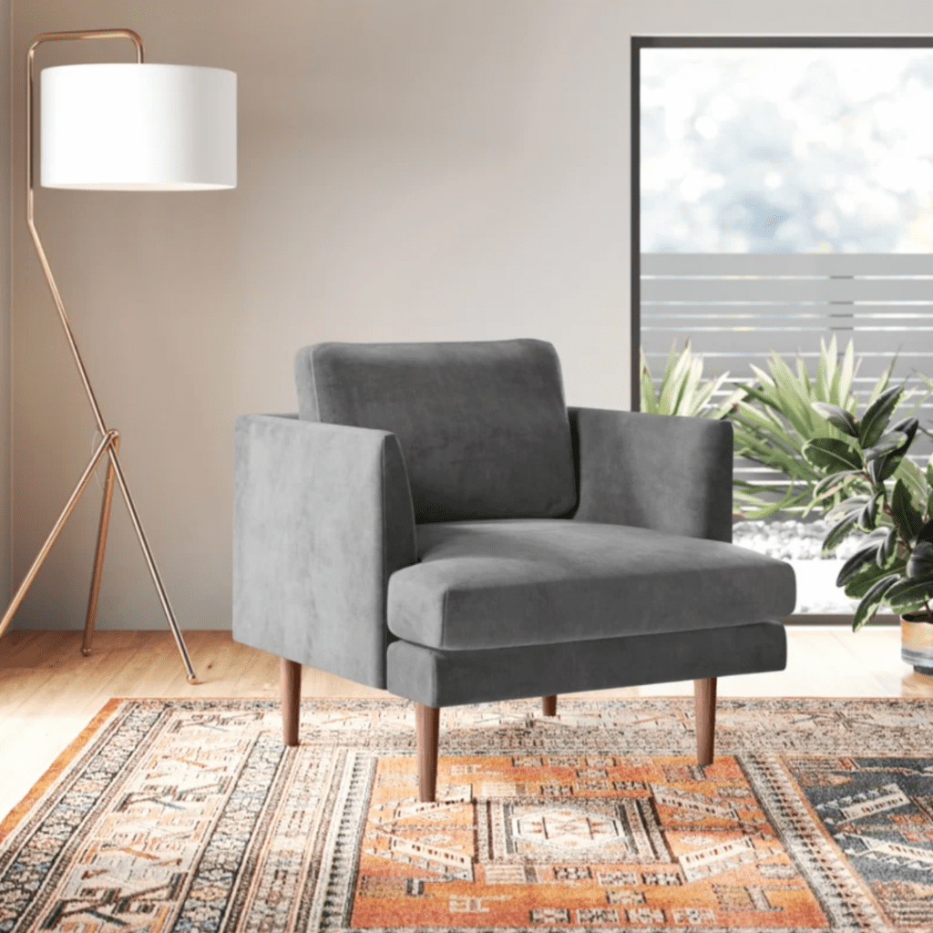 Jase Chair - Light gray velvet - All Modern - 550$ brooklyn interior designer