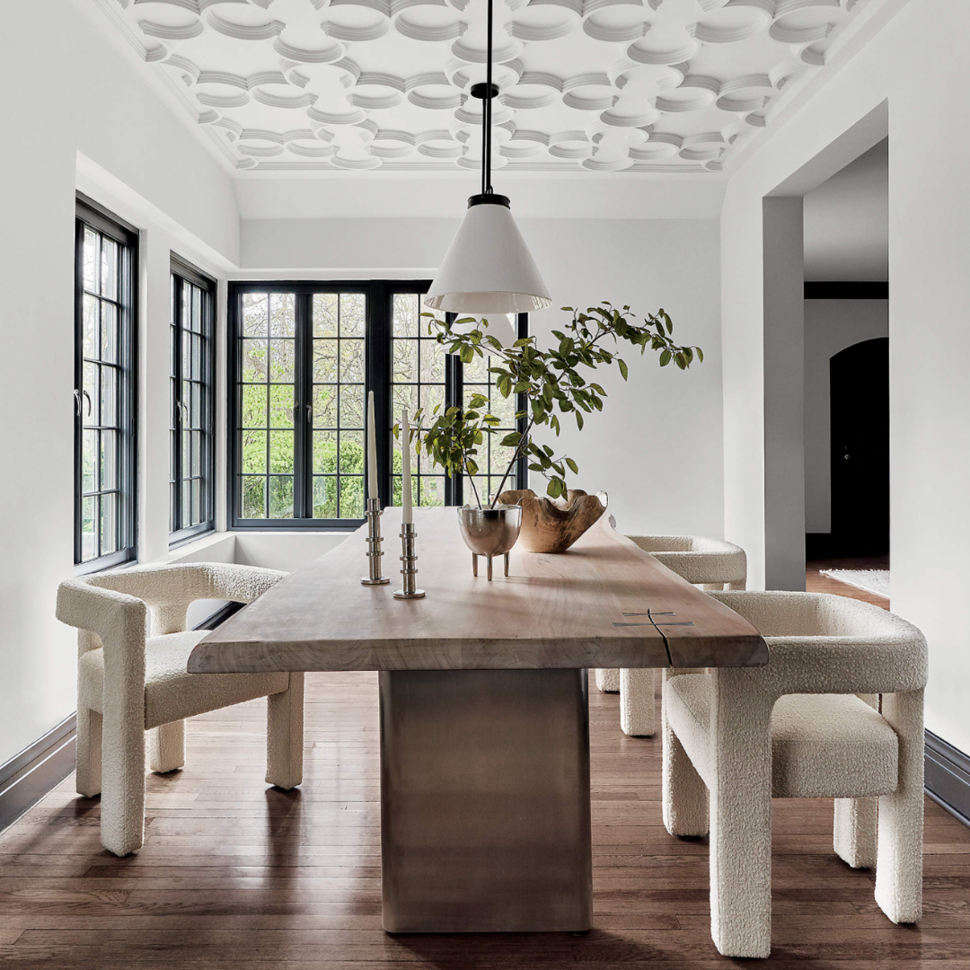 Stature ivory dining armchair - CB2 - 349$ brooklyn interior designer