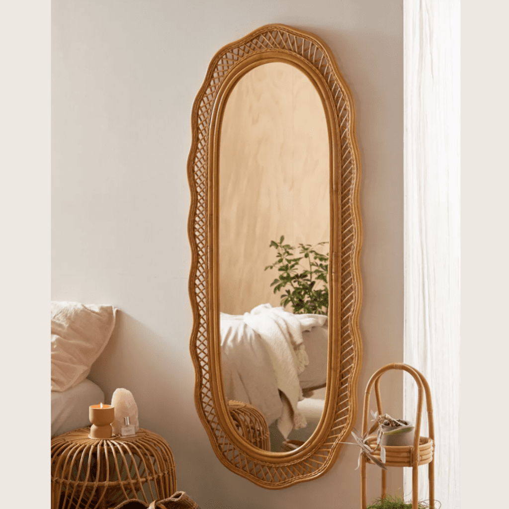Malorie Wicker Wall Mirror - Urban Outfitters Home - 219$ brooklyn interior designer