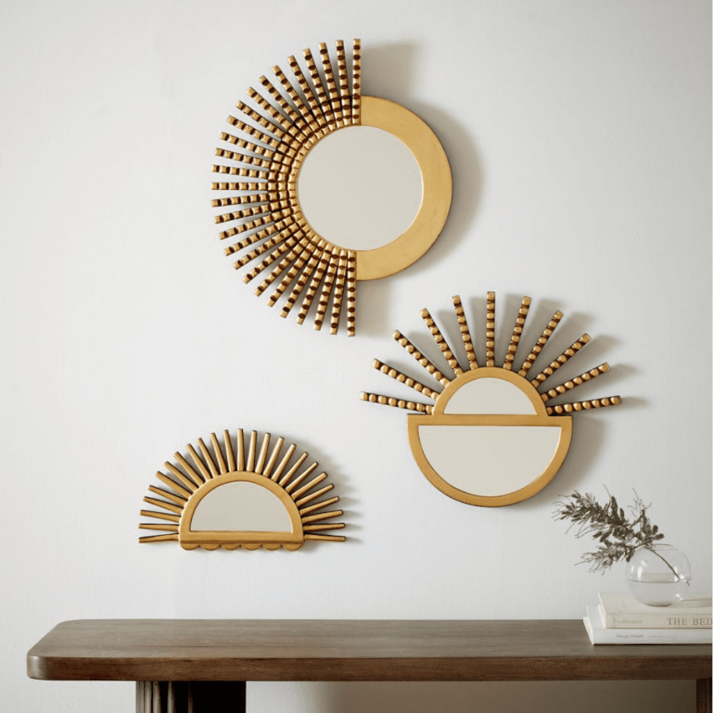 3 Peruvian Wall Mirrors - Gold - West Elm - 246.25$ brooklyn interior designer