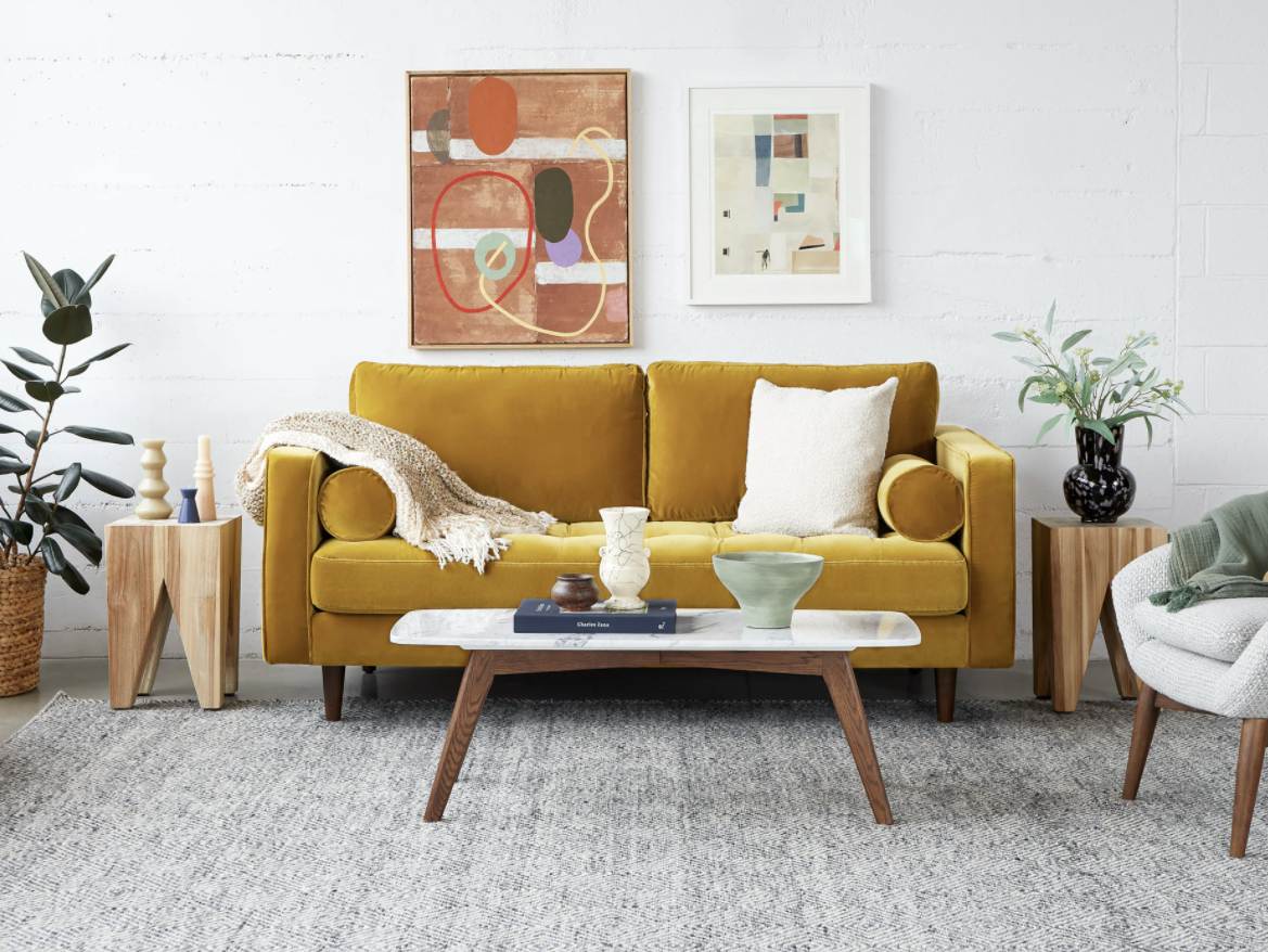 sven gold sofa article affordable sofa brooklyn interior designer