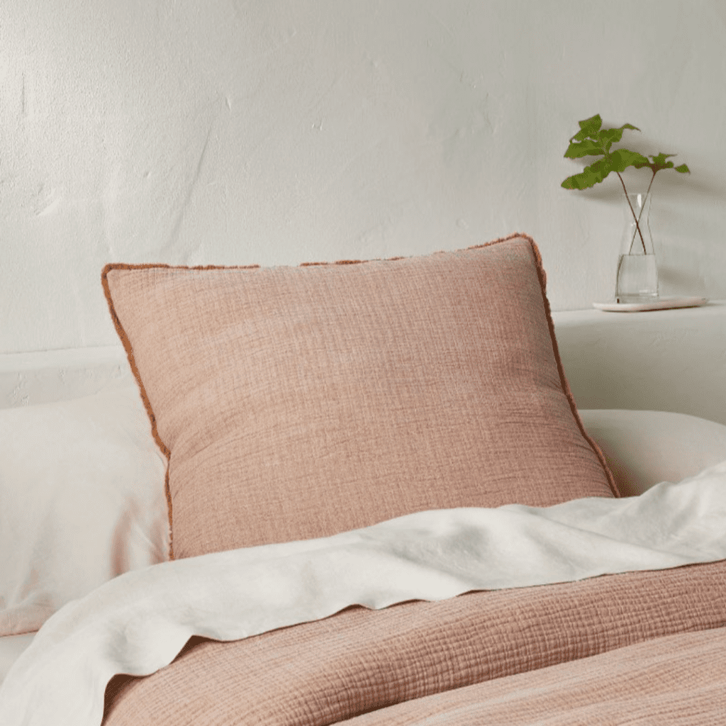 Euro 26''x26'' Textured Chambray Cotton Decorative Throw Pillow - Warm Brown - Target - 30$ affordable throw pillows brooklyn interior designer