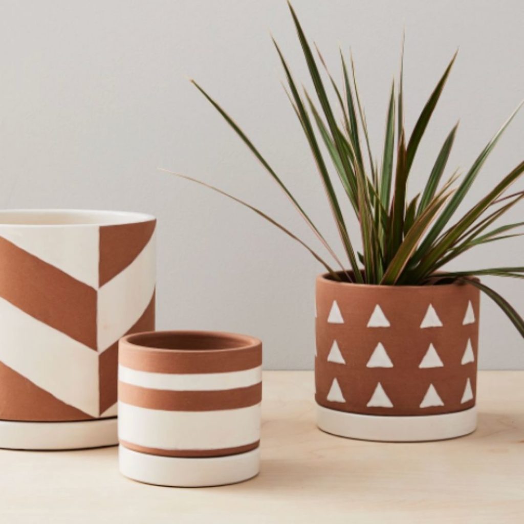 Rio Terracotta Indoor/Outdoor Cache Pots - Triangle - Medium tabletop - 31.20$ affordable plant pot planter brooklyn interior designer