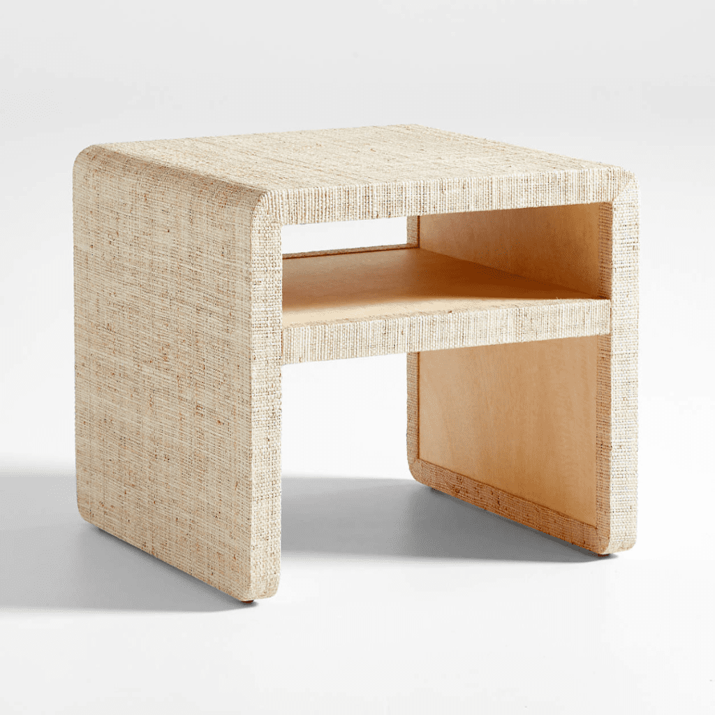 Meadow Grasscloth Side Table crate & barrel brooklyn interior designer