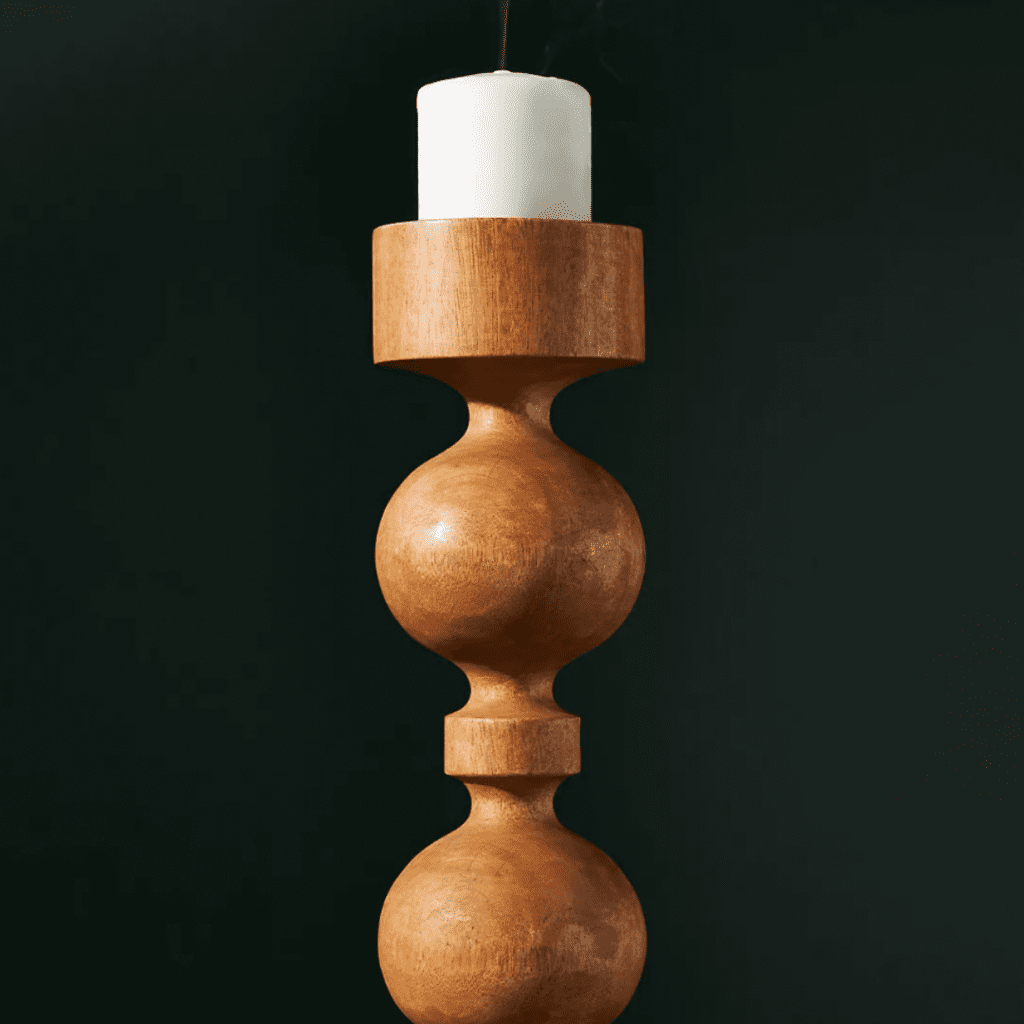 Hollis Wood Pillar Candle Holder decorative object brooklyn interior designer