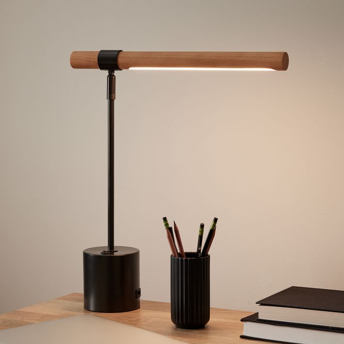Linear Wood LED USB Table Lamp (18") west elm brooklyn interior designer