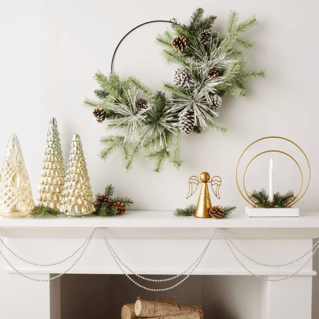 22" Mixed Snowy Greenery and Pinecone Artificial Wreath target brooklyn interior designer