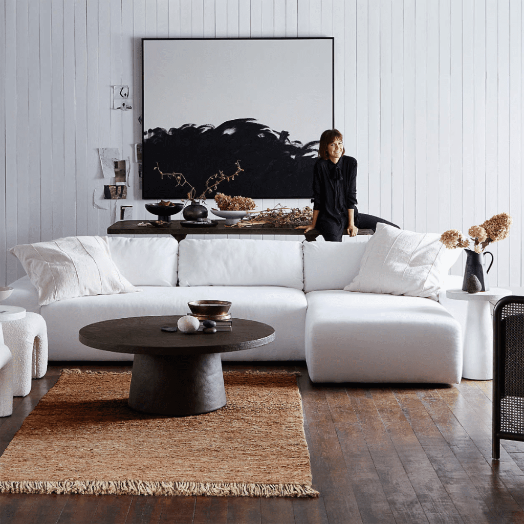 Willy Charcoal Brown Pedestal Coffee Table by Leanne Ford crate and barrel brooklyn interior designer